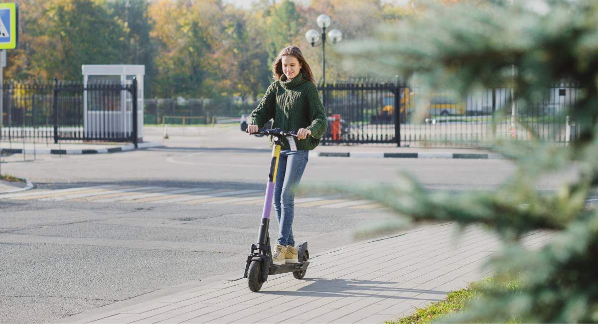 Riding Electric Scooter