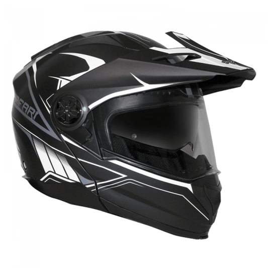 SAFARI MODULAR ADVENTURE HELMET WHITE/BLACK - Bike Scooter City